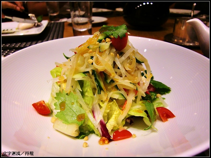 我單點的酸脆青木瓜雞肉沙拉佐紅咖哩花生油醋