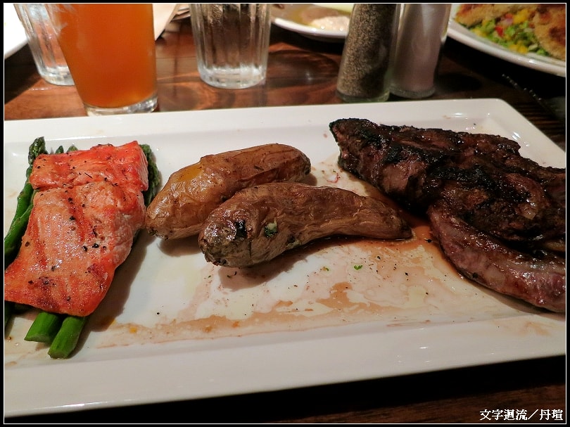 rib eye steak & salmon